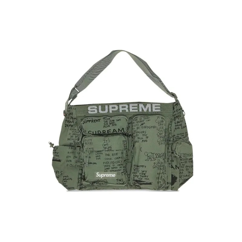 Supreme Waterproof Cotton Messenger Bag Shoulder Bag Crossbody Bag Regular Unisex Green-2