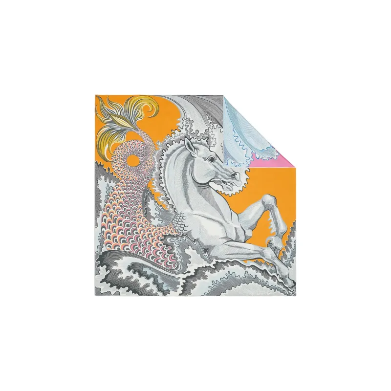 HERMES Cheval Silk Scarves Women's Yellow-0