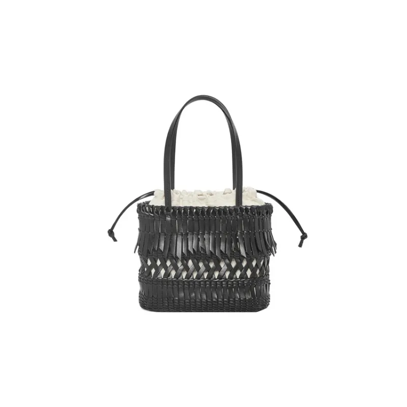 LOEWE Textile Cow Leather One Shoulder Handbags Women's Black-2