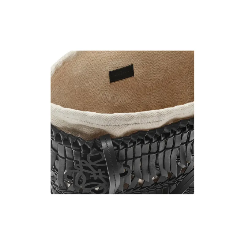 LOEWE Textile Cow Leather One Shoulder Handbags Women's Black-4