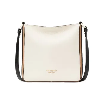 Kate Spade Hudson Litchi Grain Leather Messenger Bag Shoulder Bag Crossbody Bag Small Size Women's Cream White/Black