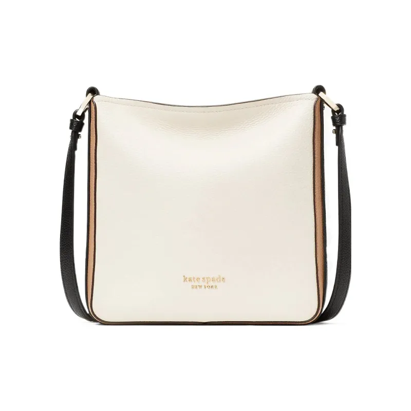 Kate Spade Hudson Litchi Grain Leather Messenger Bag Shoulder Bag Crossbody Bag Small Size Women's Cream White/Black-0