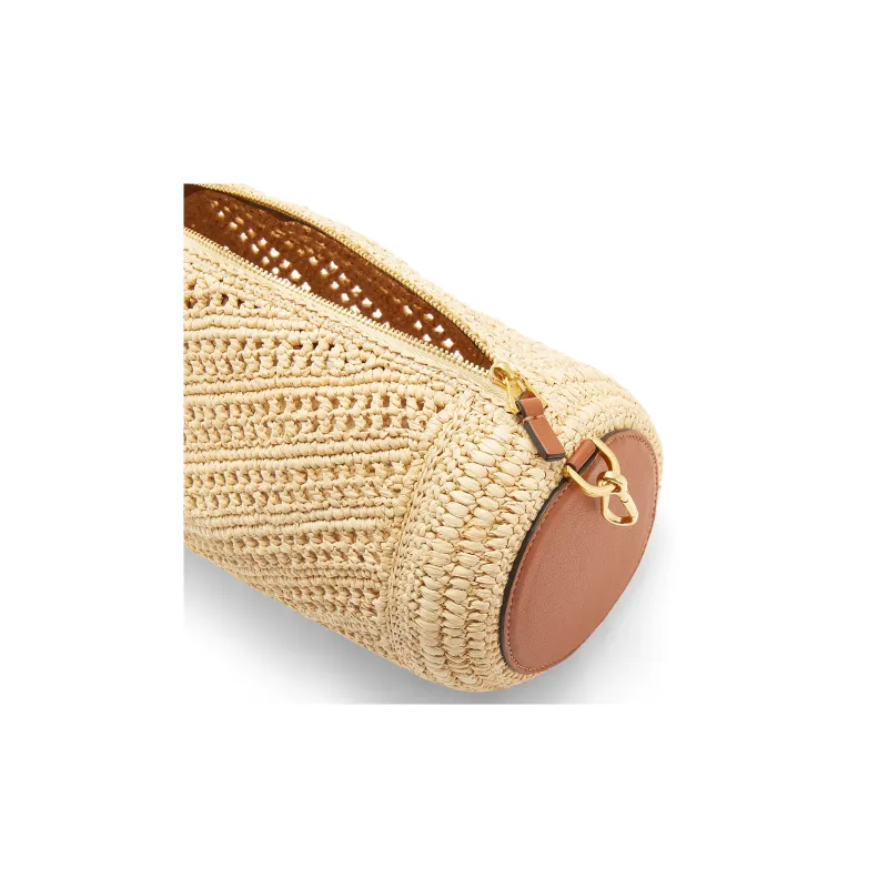 LOEWE Anagram Raffia Fiber Cow Leather Patchwork Handbag Shoulder Bag Women's Natural/Tan-4