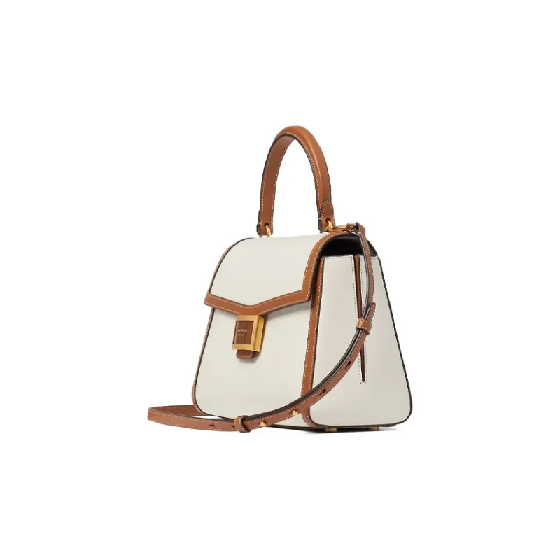 Kate Spade Katy Leather Shoulder Bag Crossbody Bag Handbag Medium Size Women's Cream White/Brown-1