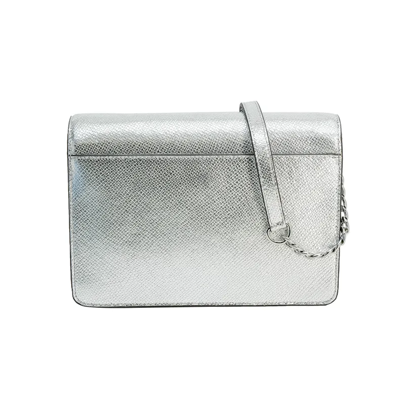 MICHAEL KORS Leather Small Square Bag Shoulder Bag Crossbody Bag Regular Women's Silver-3