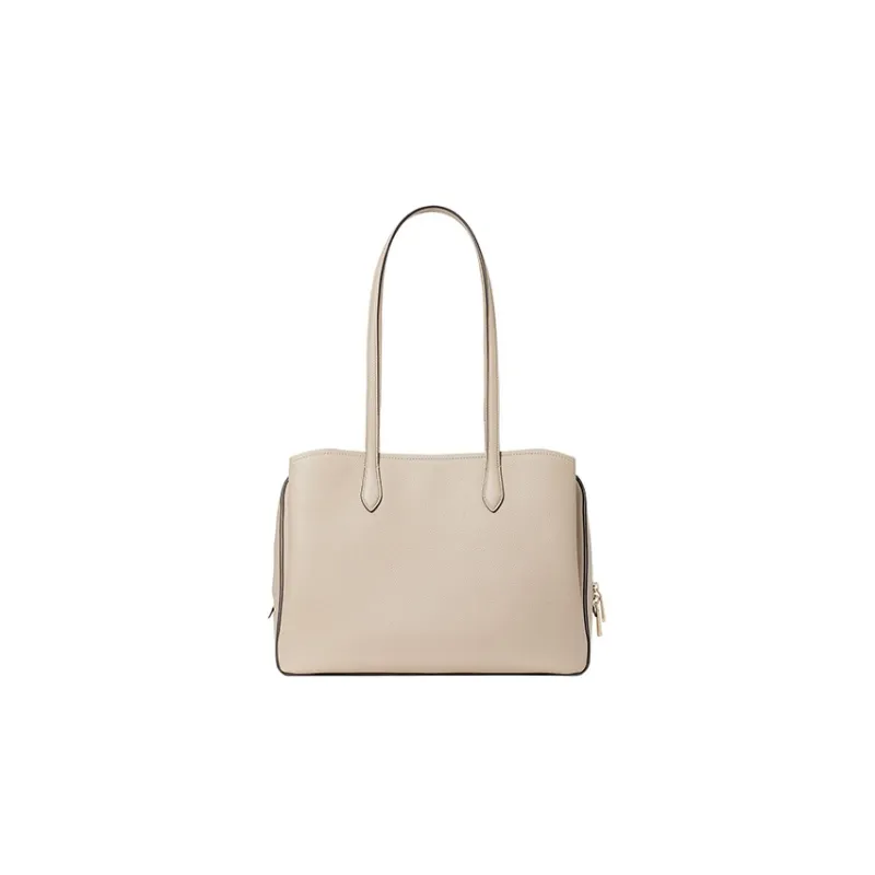 Kate Spade Hudson Litchi Grain Leather Tote Bag Shopping Bag Shoulder Bag Handbag Large Size Women's Cream White-2