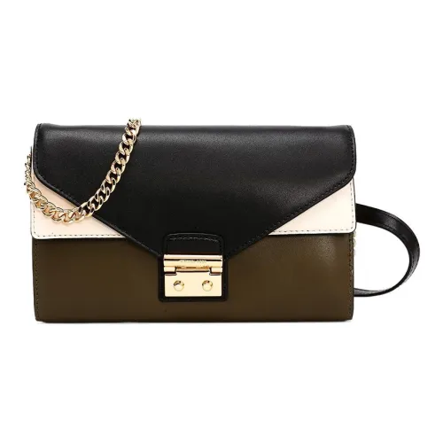 MICHAEL KORS Cow Leather Envelope Bag Shoulder Bag Crossbody Bag Women's Olive Green Black White