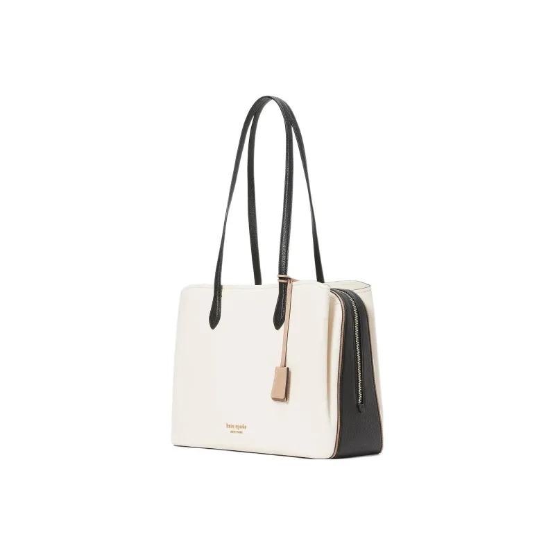 Kate Spade Hudson Litchi Grain Leather Tote Bag Shopping Bag Handbag Shoulder Bag Women's Cream White-1