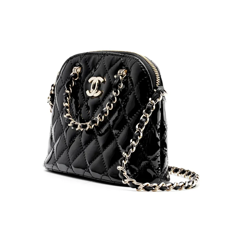 CHANEL Patent Leather Calfskin One Shoulder Crossbody Handbag Clutch Women's Black-1