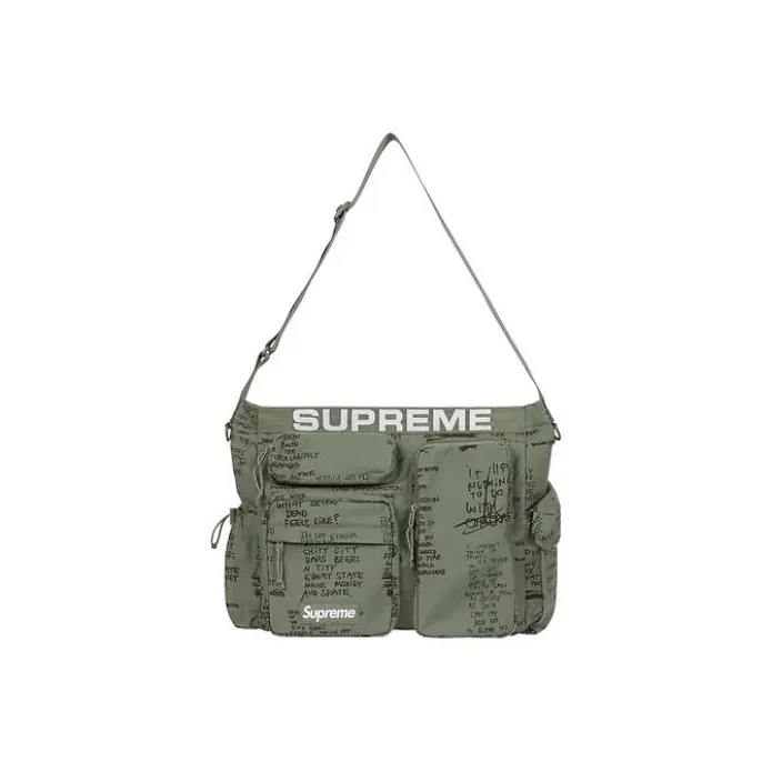 Supreme Waterproof Cotton Messenger Bag Shoulder Bag Crossbody Bag Regular Unisex Green-1