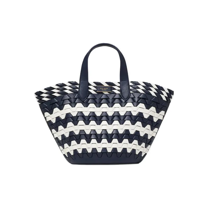 Kate Spade Leather Pu Tote Bag Shopping Bag Handbags Small Size Women's Dark Blue & White-0