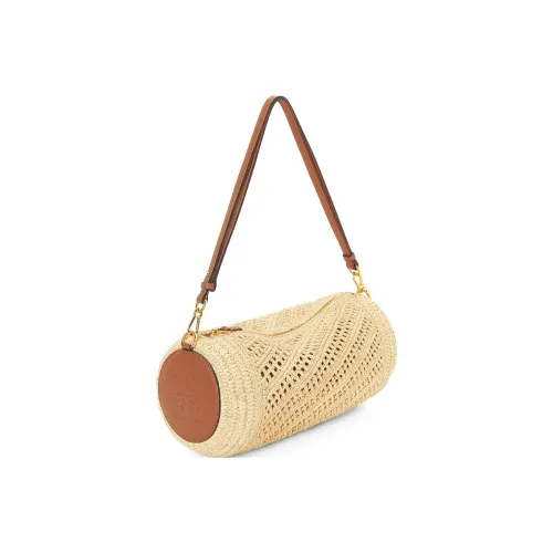 LOEWE Anagram Raffia Fiber Cow Leather Patchwork Handbag Shoulder Bag Women's Natural/Tan