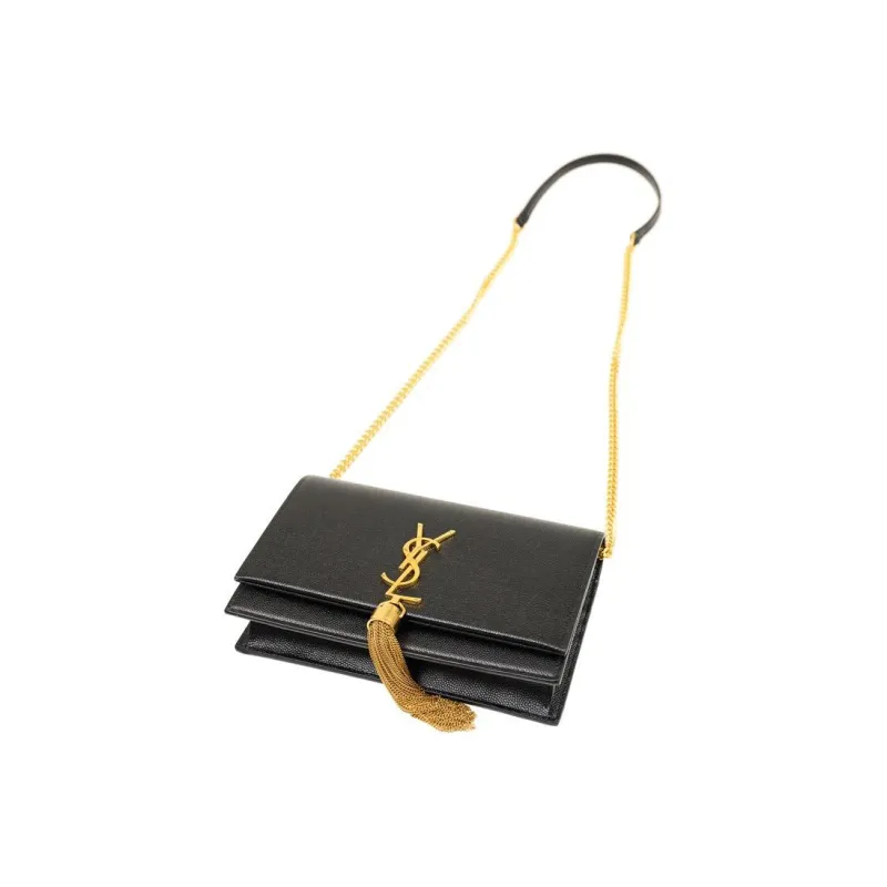 SAINT LAURENT KATE Calfskin Small Square Bag Crossbody Bag Shoulder Bag Women's Black-1