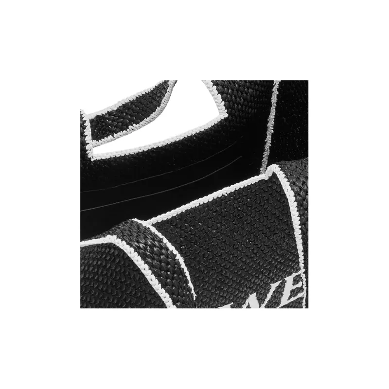LOEWE Font Tote Raffia Fiber Tote Bag Shopping Bag Handbag Large Size Women's Black-5