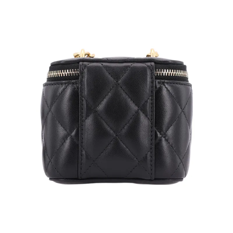 CHANEL Sheepskin Square Box Shoulder Bag, Crossbody Bag, Includes Mirror Trumpets Women's Black-2