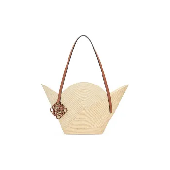 LOEWE Basket Raffia Fiber With Cow Leather Handbag Regular Women's Natural/Tan