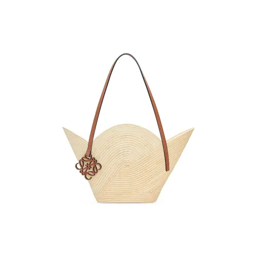 LOEWE Basket Raffia Fiber With Cow Leather Handbag Regular Women's Natural/Tan