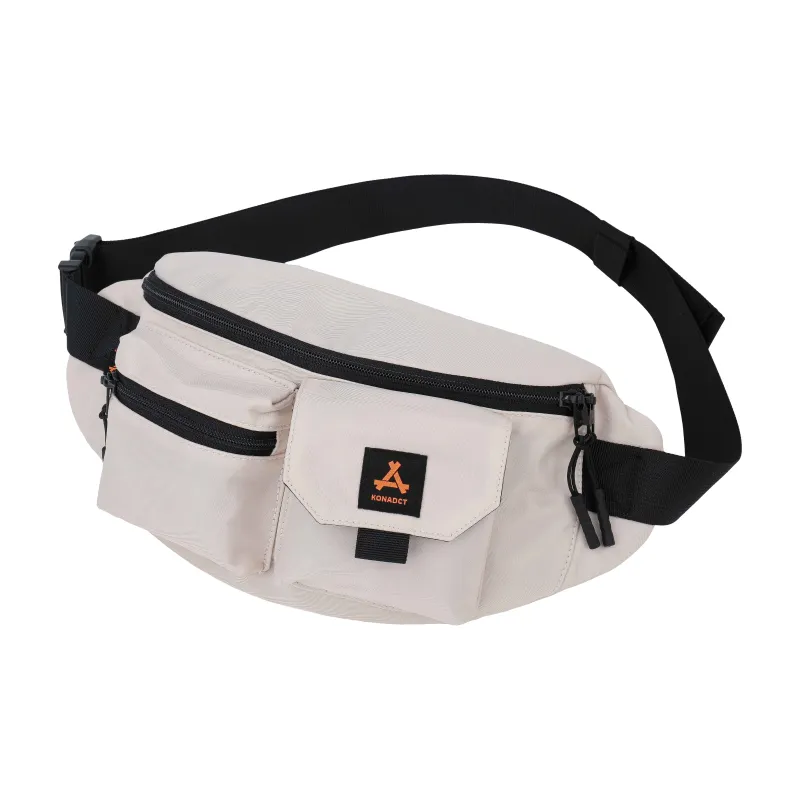 KONADCT Nylon Shoulder Bag, Fanny Pack, Crossbody Bag, Sling Bag Unisex Black/White-8