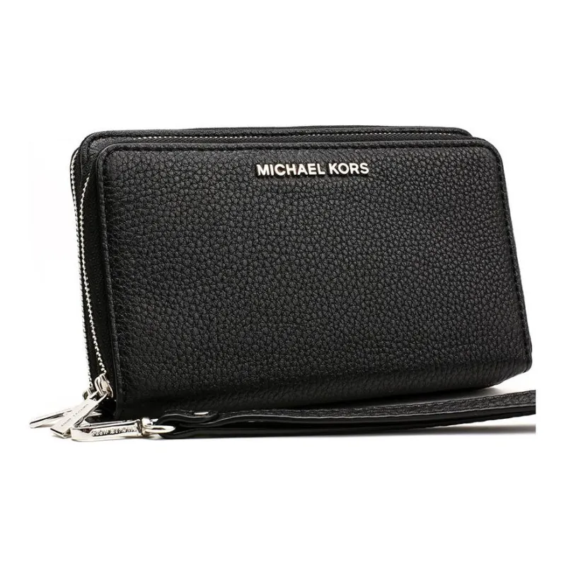 MICHAEL KORS Cow Leather Clutch Coin Purse Wallet Women's Black-1