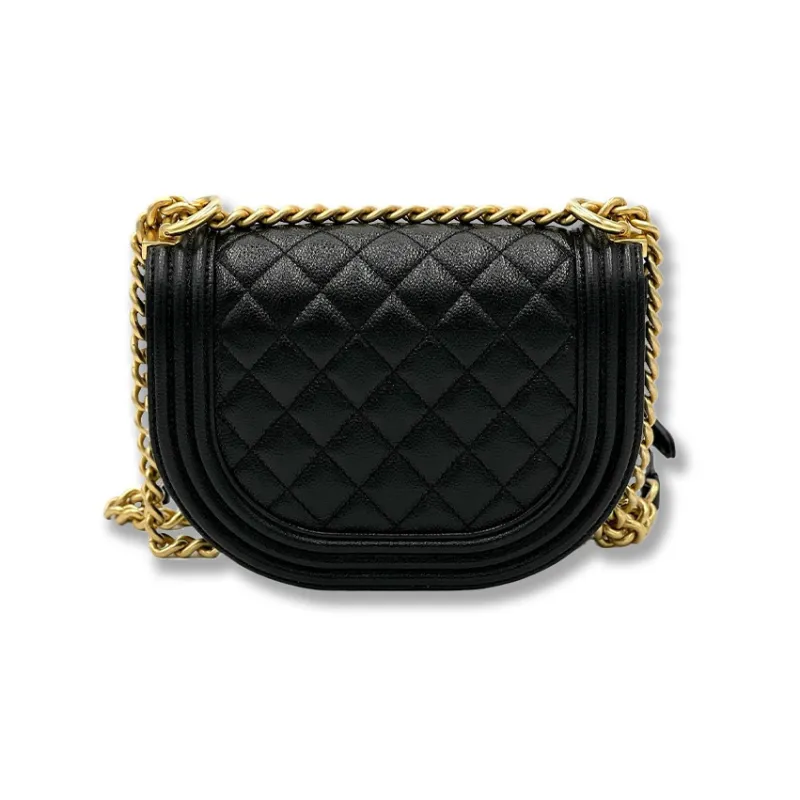 CHANEL Grain Embossed Calfskin With Gold Metal Crossbody Bags Trumpets Women's Black-2
