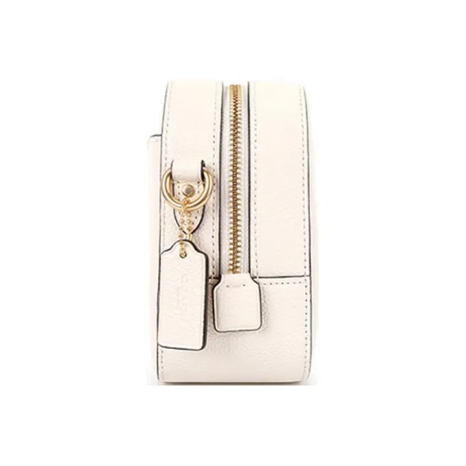 COACH Litchi Grain Leather Camera Bag Shoulder Bag Crossbody Bag Small Size Women's White-2