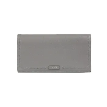 TUMI Patent Leather Card Holder Wallet Regular Men's Light Gray
