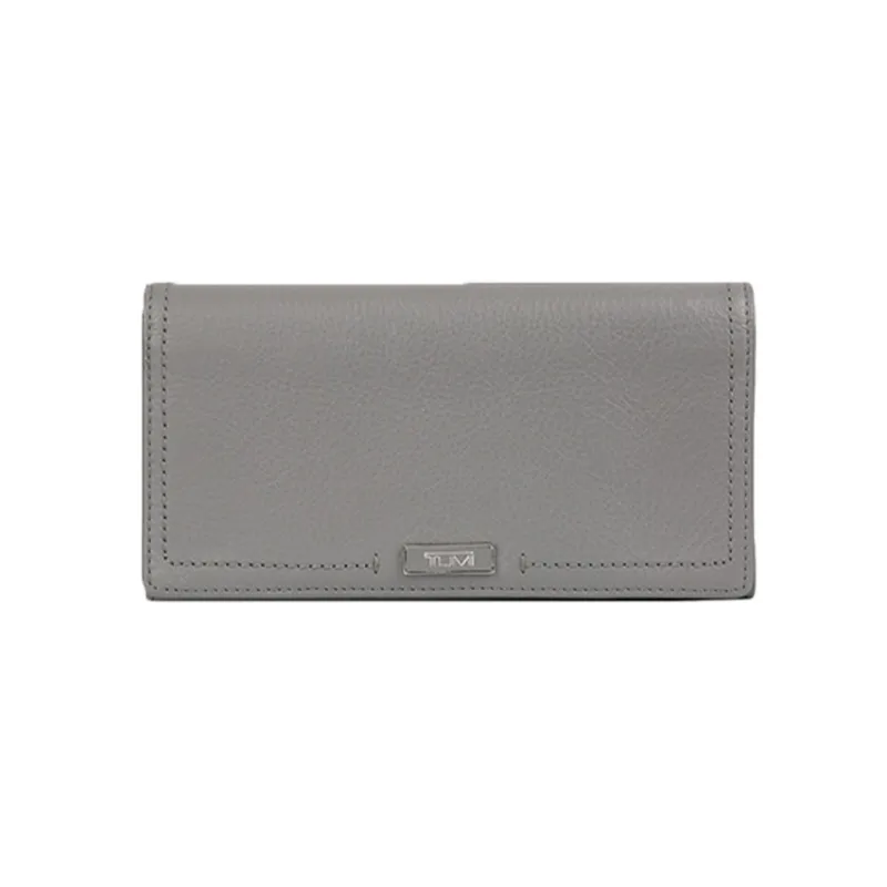 TUMI Patent Leather Card Holder Wallet Regular Men's Light Gray-0