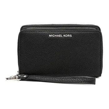 MICHAEL KORS Cow Leather Clutch Coin Purse Wallet Women's Black