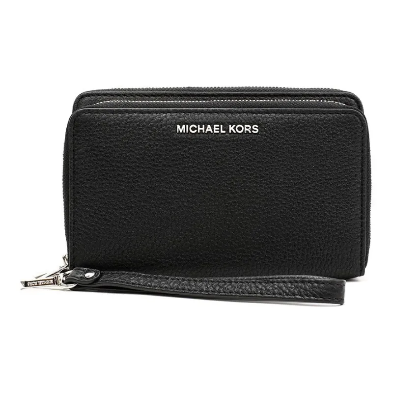 MICHAEL KORS Cow Leather Clutch Coin Purse Wallet Women's Black-0