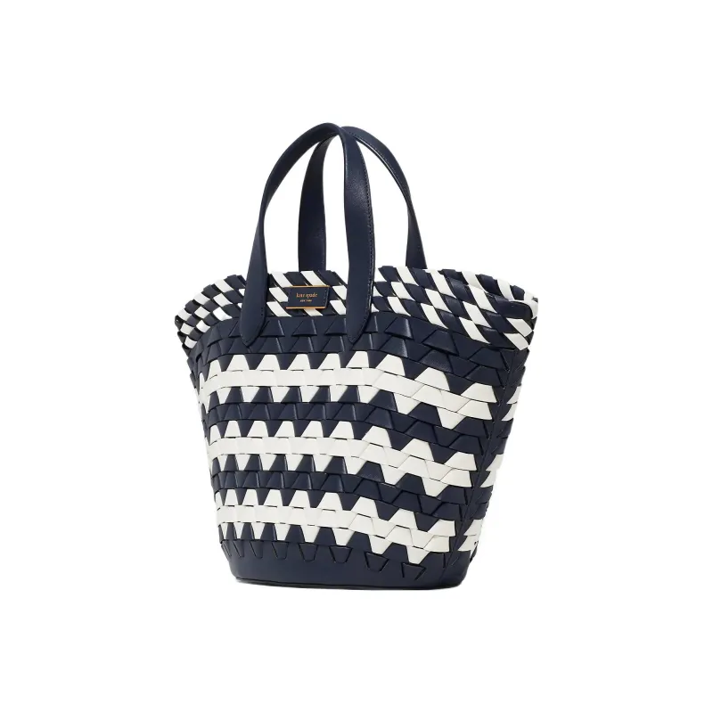 Kate Spade Leather Pu Tote Bag Shopping Bag Handbags Small Size Women's Dark Blue & White-1