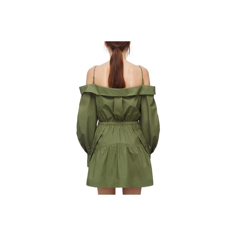 Self portrait Long Sleeved Dresses Women's Khaki Green-1
