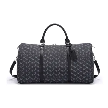 Slazenger PVC Boston Bag, Gym Bag, Travel Bag, Shoulder Bag, Crossbody Bag, Handbag Unisex Pattern Black