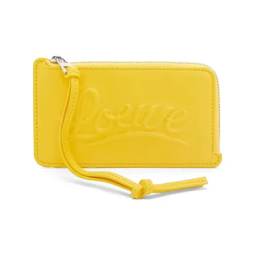 LOEWE Cow Leather Card Holder Large Size Women's Yellow