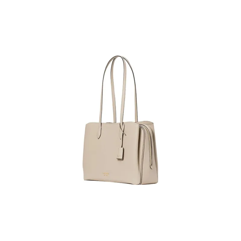 Kate Spade Hudson Litchi Grain Leather Tote Bag Shopping Bag Shoulder Bag Handbag Large Size Women's Cream White-1