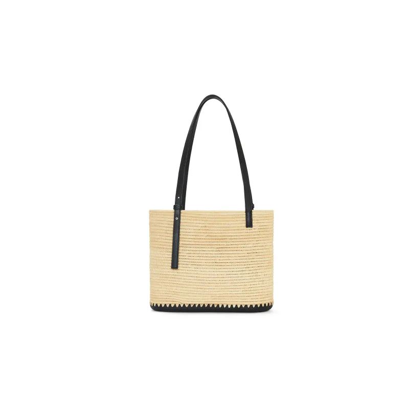 LOEWE Basket Cow Leather Handbags Shoulder Bags Women's Natural & Black-2
