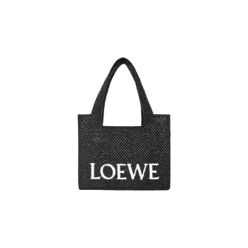 LOEWE Raffia Fiber Shoulder Bag Crossbody Bag Handbag Medium Size Women's Black