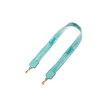 LOEWE Anagram Cotton With Cow Leather Patchwork Fabric Bag Straps Women's Mint Green/Soft White