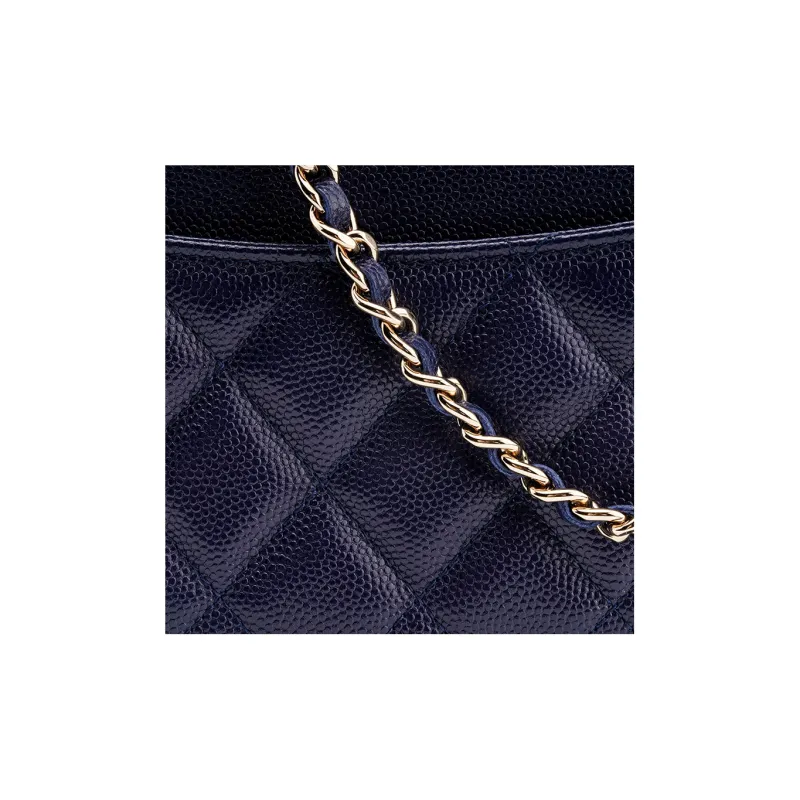 CHANEL WOC Caviar Calfskin 2 in 1 Flap Bag, Cell Phone Pouch, Shoulder Bag, Crossbody Bag Women's Marine Blue-4