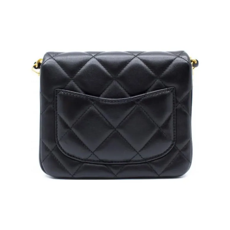 CHANEL Sheepskin Flap Bag, Coin Purse, Shoulder Bag, Crossbody Bag Mini Women's Black-3