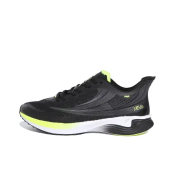 FILA Racer Cushioning Wear-Resistant Low-Top Long Distance Running Running Shoes Unisex Black Yellow Korean Style