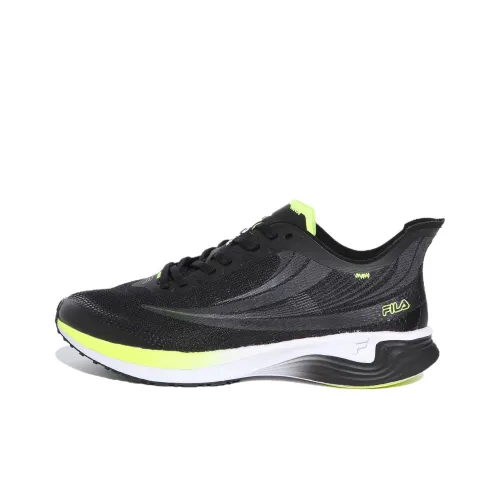 FILA Racer Cushioning Wear Resistant Low Top Long Distance Running Running Shoes Unisex Black Yellow Korean Style
