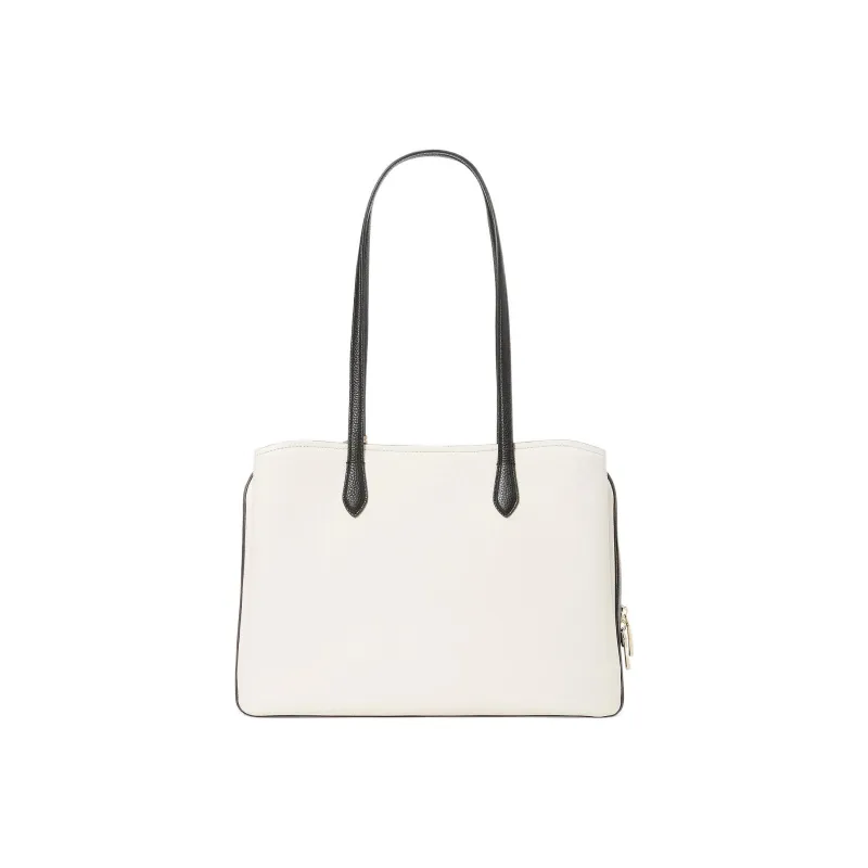 Kate Spade Hudson Litchi Grain Leather Tote Bag Shopping Bag Handbag Shoulder Bag Women's Cream White-3