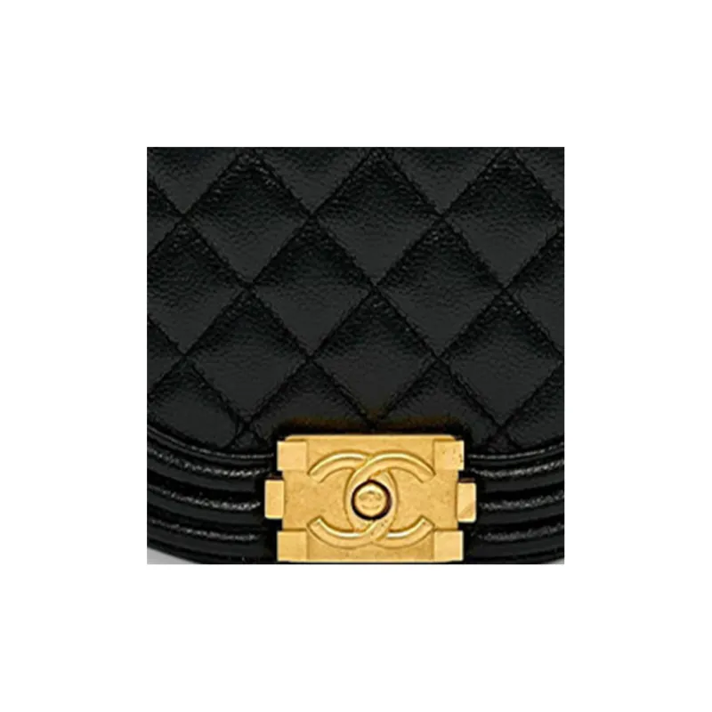 CHANEL Grain Embossed Calfskin With Gold Metal Crossbody Bags Trumpets Women's Black-4
