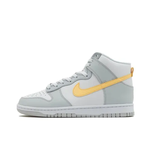 Nike Dunk High 'Grey Yellow' Durable Breathable High-Top Skateboard Shoes Men's Gray White Yellow