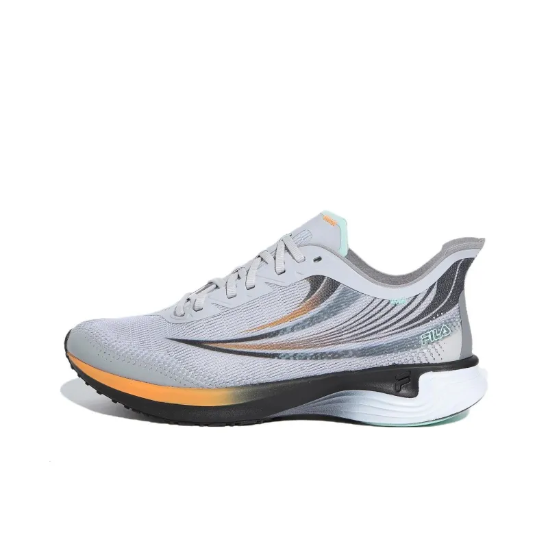 FILA Racer Cushioning Wear Resistant Low Top Casual Running Shoes Unisex Gray Yellow Korean Style-0