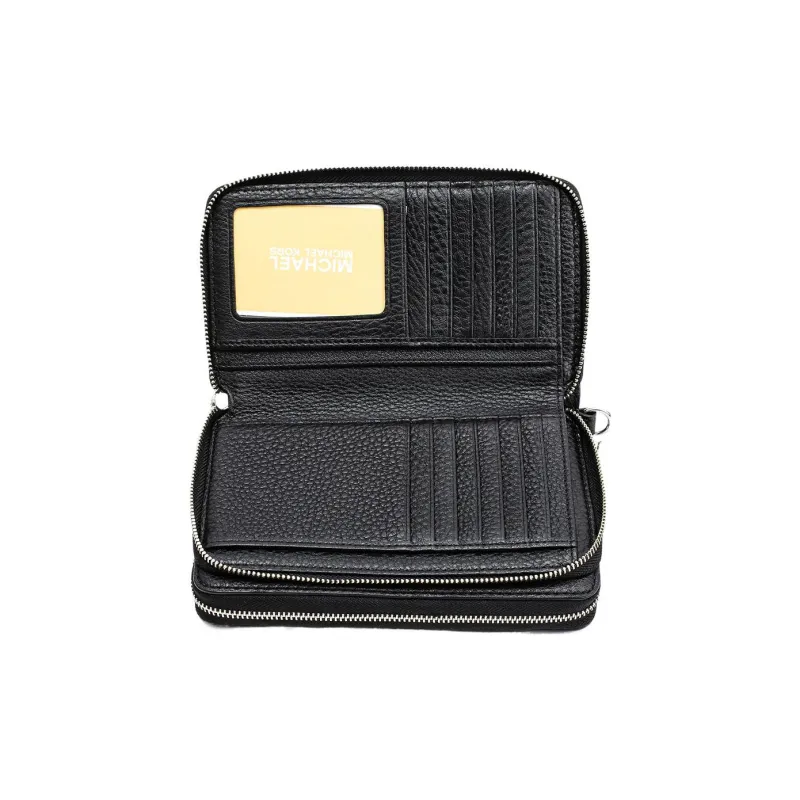 MICHAEL KORS Cow Leather Clutch Coin Purse Wallet Women's Black-3