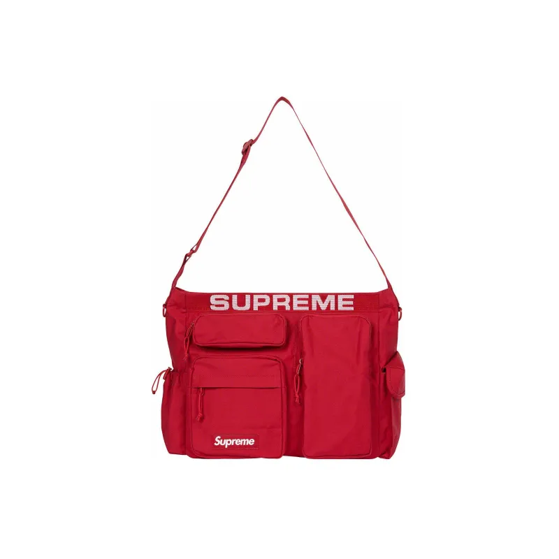 Supreme Waterproof Cotton Nylon Messenger Bag, Shoulder Bag, Crossbody Bag Unisex Red-1