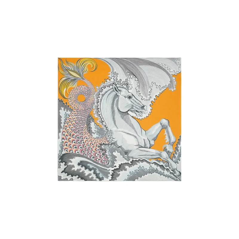 HERMES Cheval Silk Scarves Women's Yellow-1