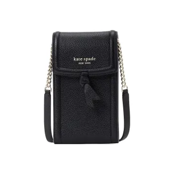 Kate Spade Knott Litchi Grain Leather Cell Phone Pouch Shoulder Bag Crossbody Bag Women's Black