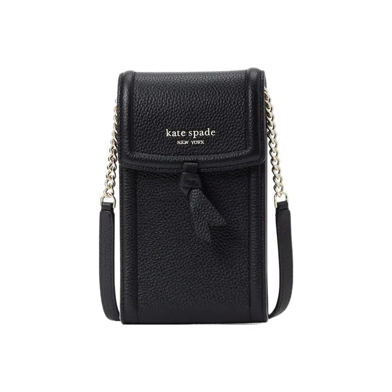 Kate Spade Knott Litchi Grain Leather Cell Phone Pouch Shoulder Bag Crossbody Bag Women's Black-0